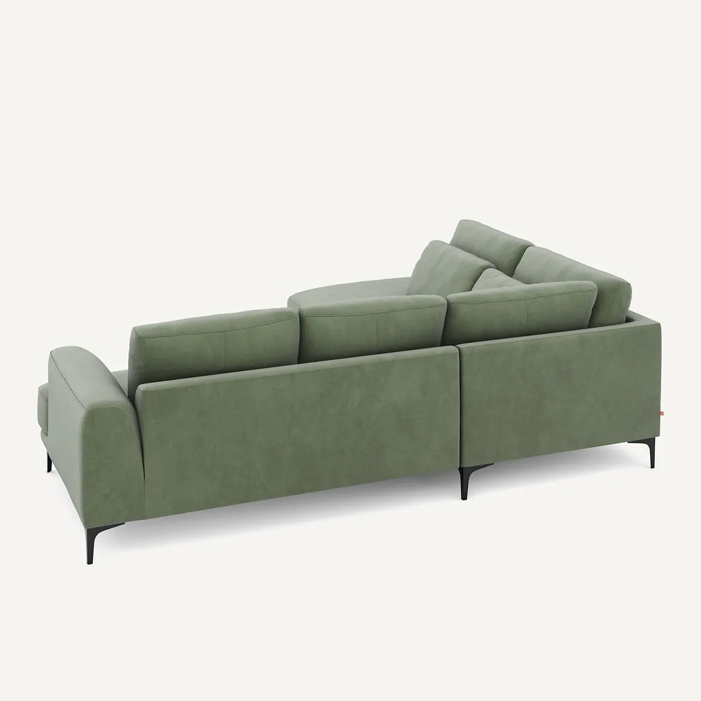 Rechtse hoekbank met leuning in fluweel, Marsile