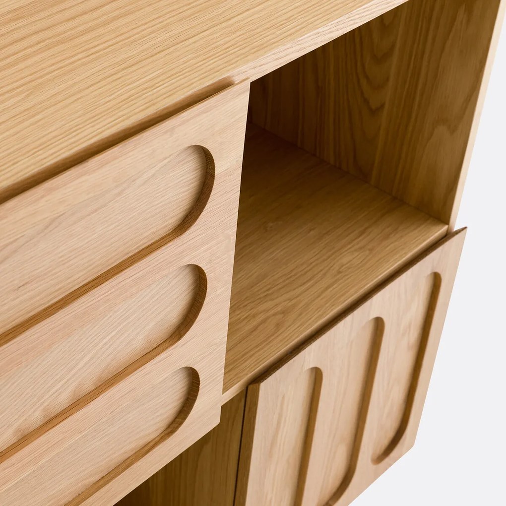Lage boekenkast in fineereik L165 cm, Cannelo