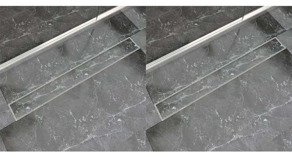 vidaXL Doucheafvoer 2 st rechthoekig 930x140 mm roestvrij staal