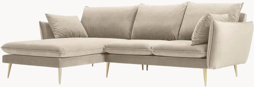 Fluwelen hoekbank Elio (4-zits), hoekdeel links