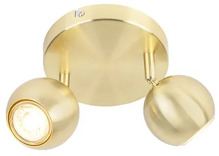 Retro ronde spot messing met plafondplaat 2-lichts - Gissi