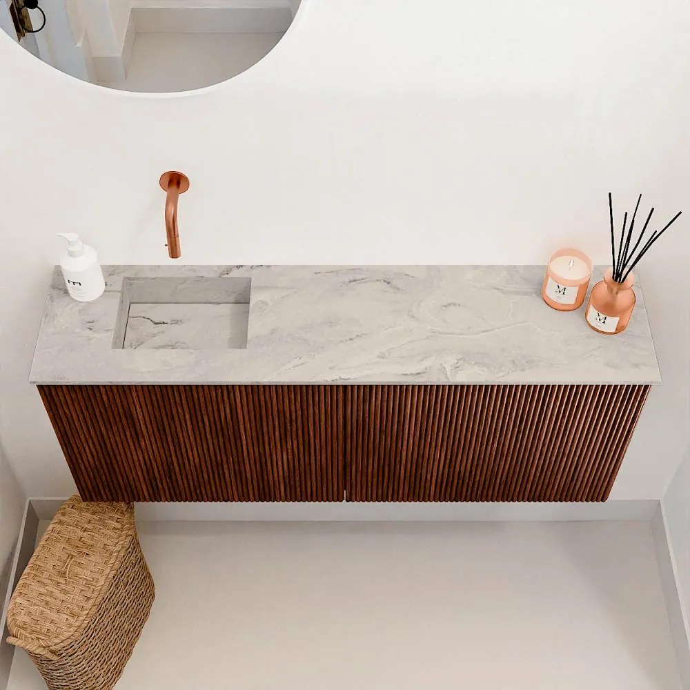 Mondiaz Joya DLux 100cm toiletmeubel ruby met wastafel faye links zonder kraangat glace