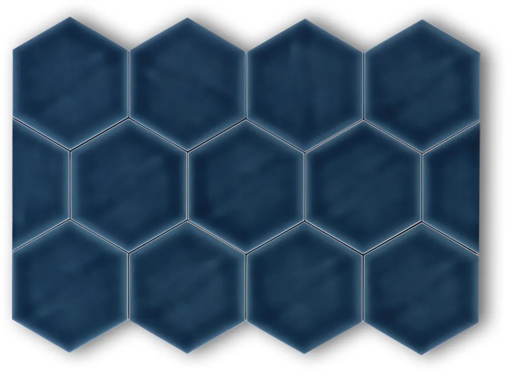 Hoogglans Handvorm Wandtegel 10.8x12.4 Cm Hexagon Princeton Topaz Blauw RBT56