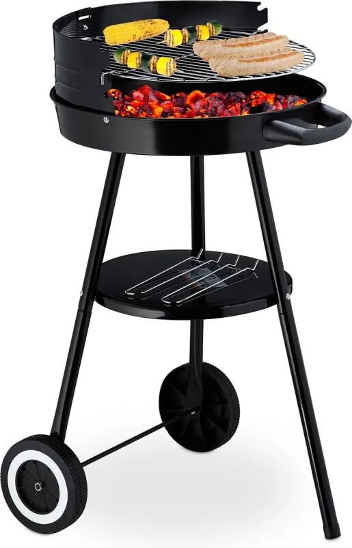 Houtkool bbq - barbecue op wielen - houtskoolbarbecue staal - grill - zwart