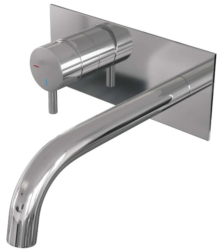 Brauer Chrome Edition ColdStart wastafelkraan inbouw gebogen uitloop met achterplaat model B2 chroom