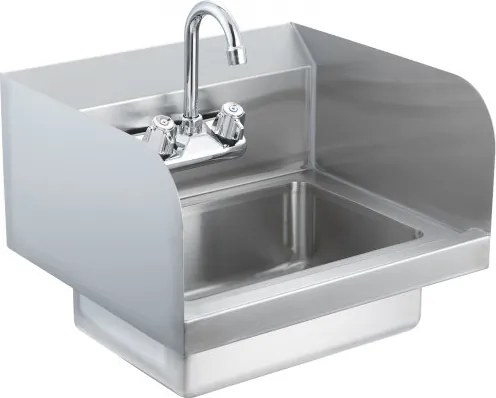 VEVOR Commerciële Handwasbak met Kraan, Kleine Handwasbak, Wandgemonteerde Handwasbak voor Restaurant, Keuken, Bar, Garage en Huis, 432 x 381 x 330 mm