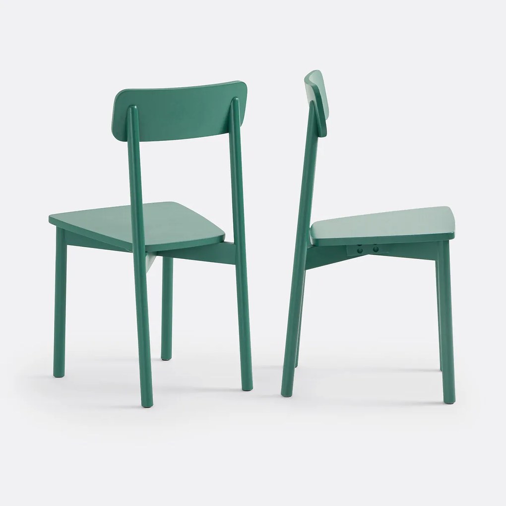 Set van 2 stoelen in gekleurd massief beukenhout, Jodi