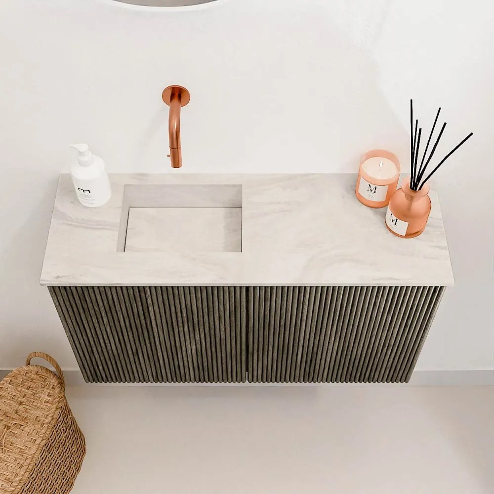 Mondiaz Joya DLux 70cm toiletmeubel shadow met wastafel faye links zonder kraangat ostra