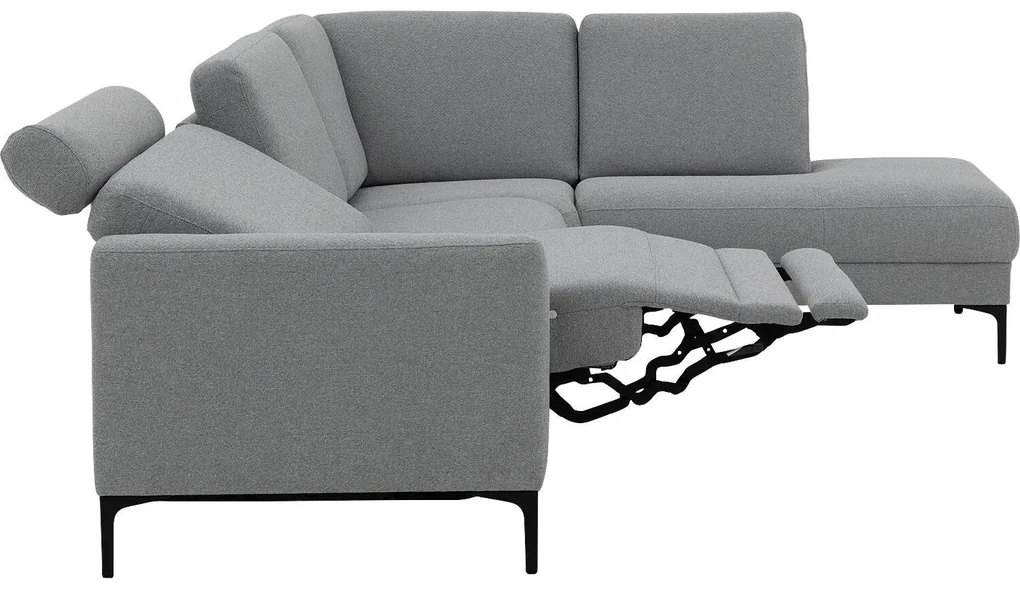 Goossens Hoekbank Dallas lichtgrijs, stof, 1,5-zits, modern design met ligelement rechts