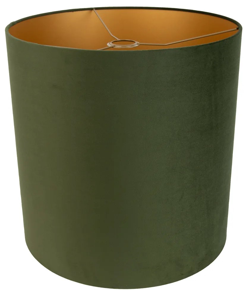 Stoffen Velours lampenkap groen 40/40/40 met gouden binnenkant cilinder / rond