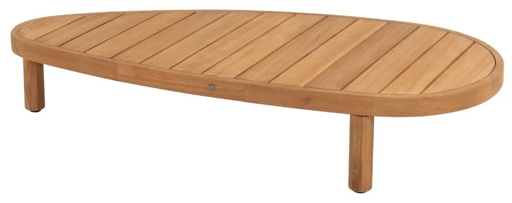 4 Seasons Outdoor Finn loungetafel teak met kiezelvormig blad 125 x 63 cm SALE Loungetafel houtkleur weerbestendig