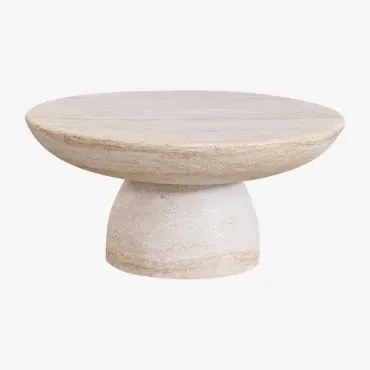 Ronde Salontafel Ø70 Cm In Betonlook Travertijn Zenadia Look Travertino - Sklum