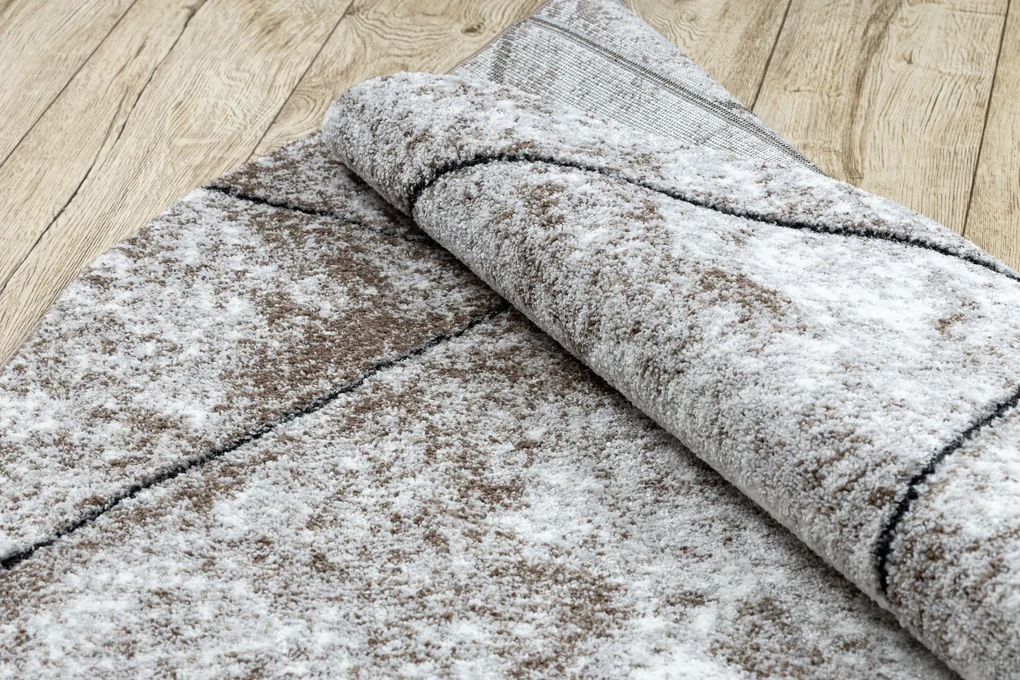 Tapijt modern COZY 8872 Rond ,  Wall, geometrisch , drieho  - Structureel,  twee poolhoogte , bruin