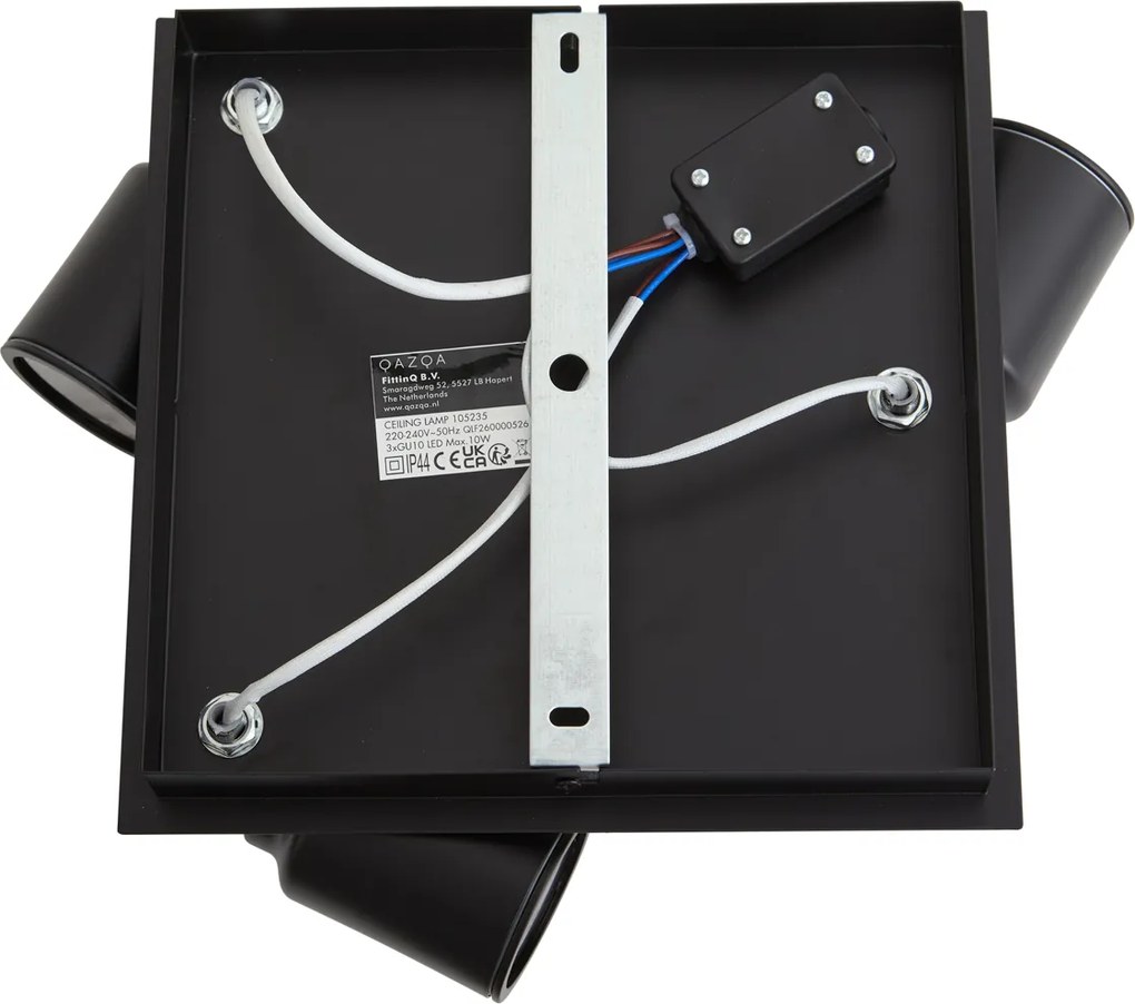 Moderne badkamer spot zwart vierkant 3-lichts IP44 - Ducha