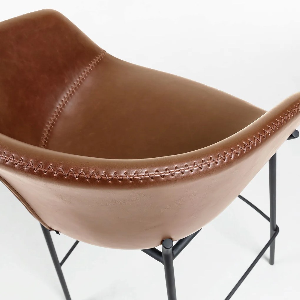 Kave Home Yvette Leren Barkruk Lichtbruin
