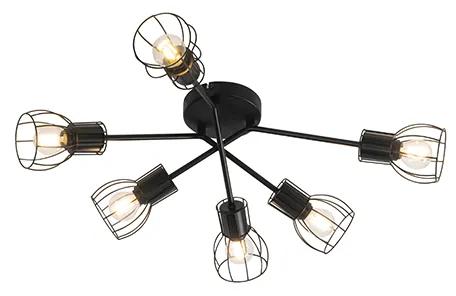 Moderne plafondlamp zwart 65 cm 6-lichts - Botu Modern E14 rond Binnenverlichting Lamp