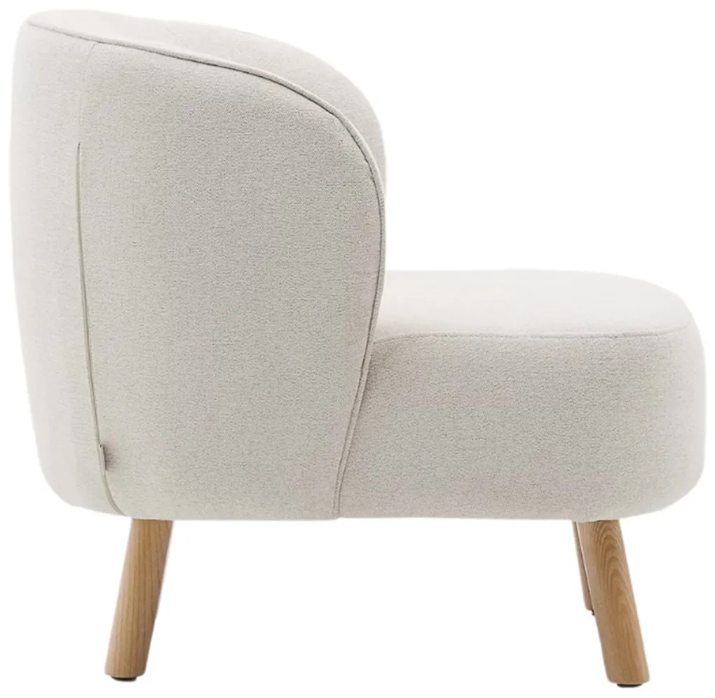 Kave Home Ulit Fauteuil Beige Chenille Met Houten Pootjes
