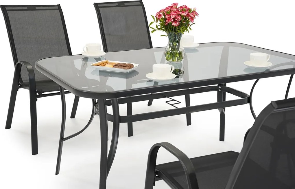 Metalen tuinmeubelen Modena/Bitonto voor 4 personen Garden Point zwart
