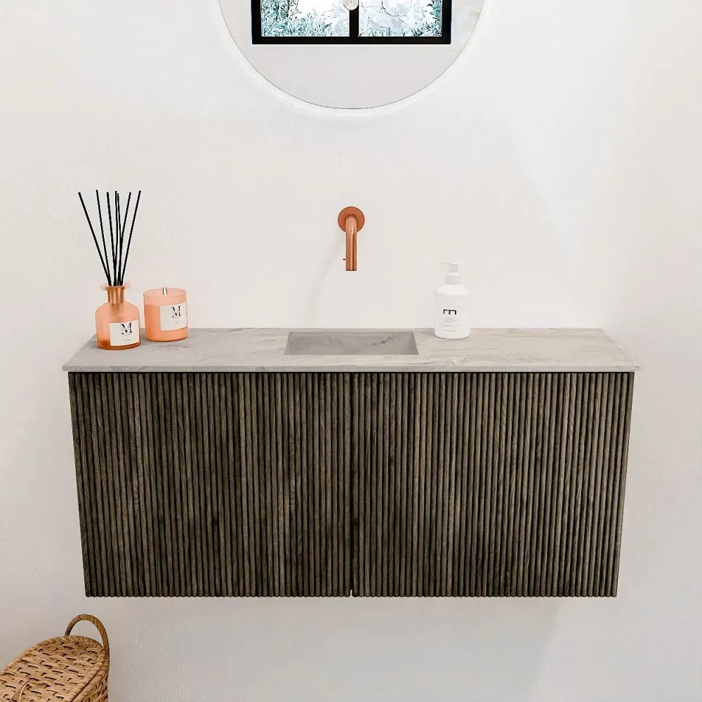 Mondiaz Joya DLux 90cm toiletmeubel shadow met wastafel faye midden zonder kraangat glace