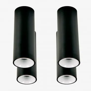 Pack Van 4 Ronde Led-opbouwplafondlampen Ø5,7 Cm Voor Buiten In Aluminium Luisiana Zwart – Wit & Warm Wit 2700k & 8 W & 23º - Sklum