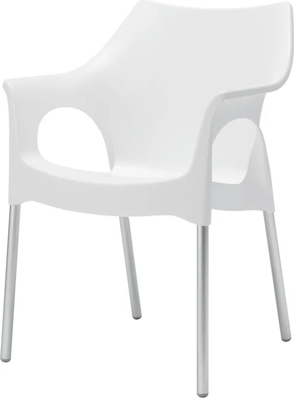 Set van 4 - Scab Ola stapelbare kunststof tuinstoel - Ivoor