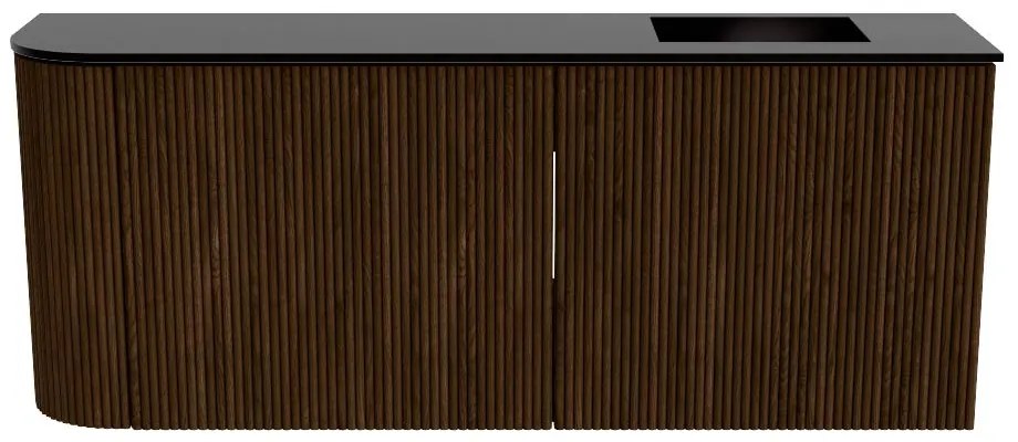 Mondiaz Joya 100cm toiletmeubel ronding links walnut met wastafel faye rechts zonder kraangat urban