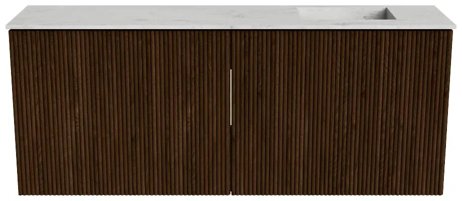 Mondiaz Joya DLux 100cm toiletmeubel walnut met wastafel faye rechts zonder kraangat opalo