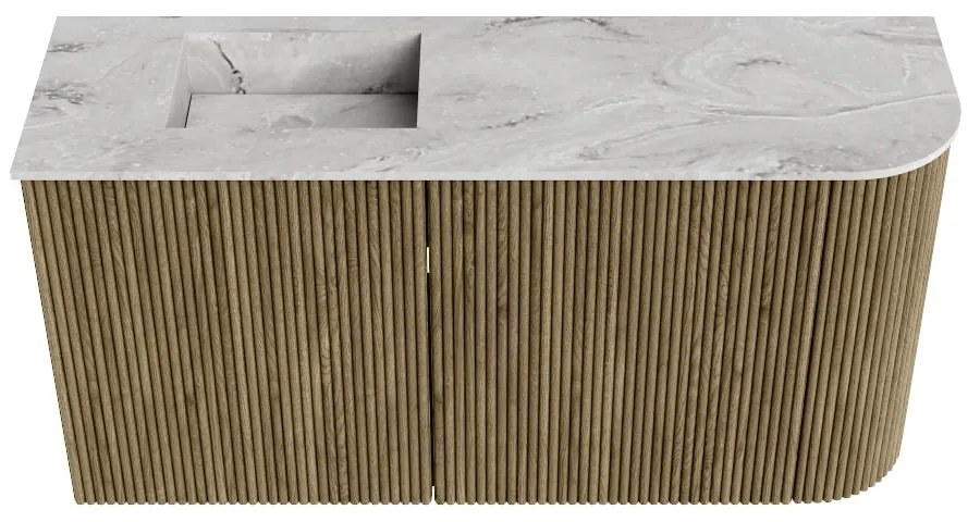 Mondiaz Joya DLux 80cm toiletmeubel ronding rechts dusk met wastafel faye links zonder kraangat glace