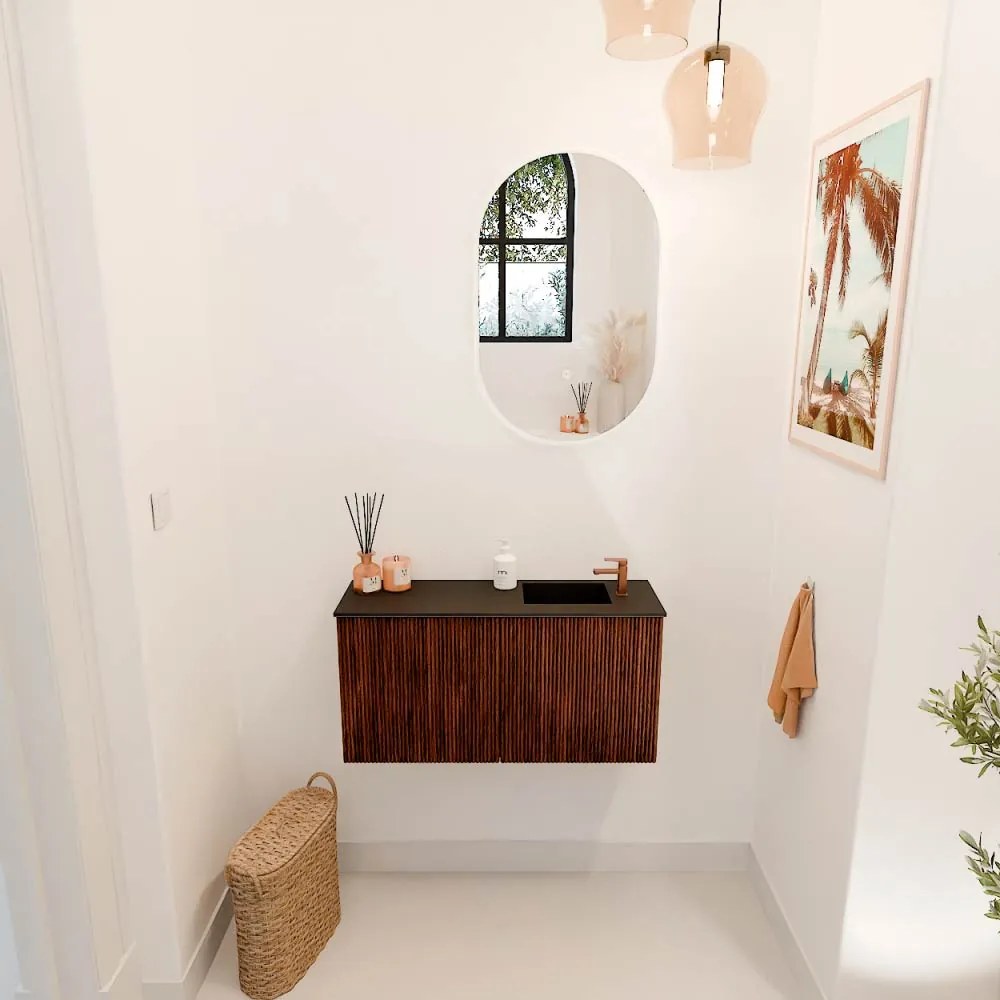 Mondiaz Joya 80cm toiletmeubel ruby met wastafel faye rechts 1 kraangat urban