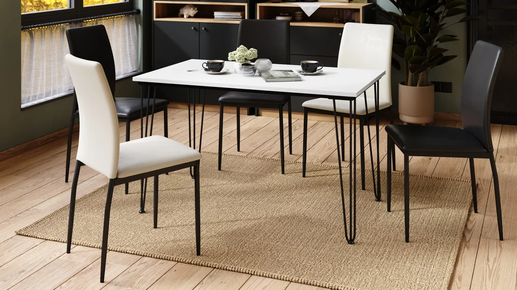HAIRPIN wit, loft tafel voor keuken, eetkamer en woonkamer