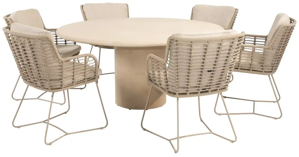 4 Seasons Outdoor Hampton mortex tuintafel met rond blad Ø 160 cm Tuintafel   beige weerbestendig