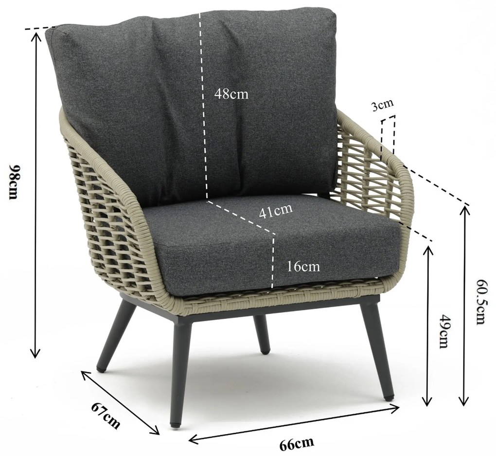 Stoel en Bank Loungeset 5 personen Aluminium/rope Grijs Coco Vinci/Ronda