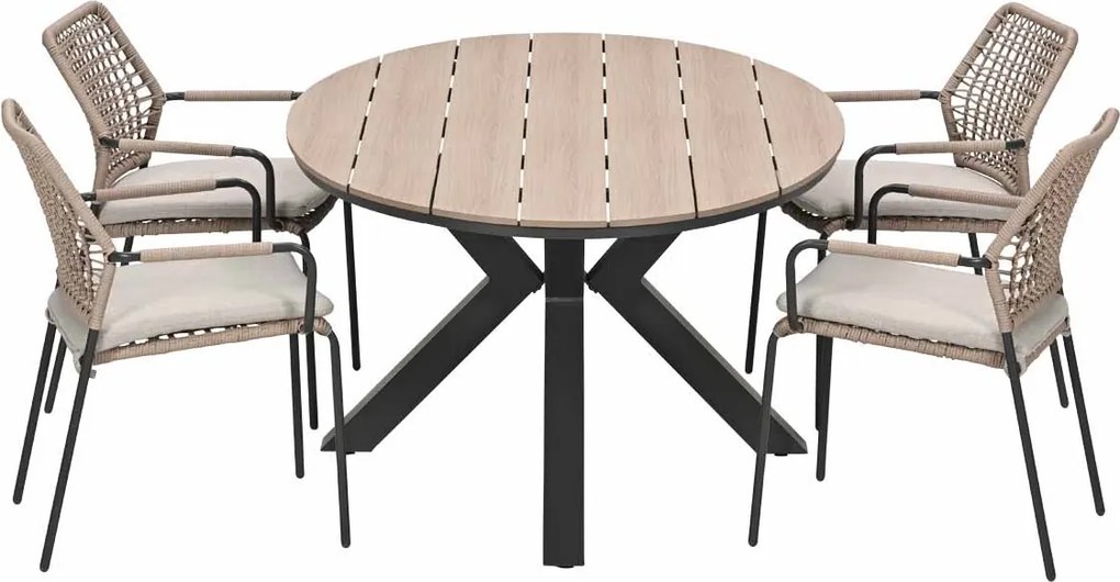 Garden Impressions Natas tuinset sand 5-delig - Tulli tuintafel 180x115 cm