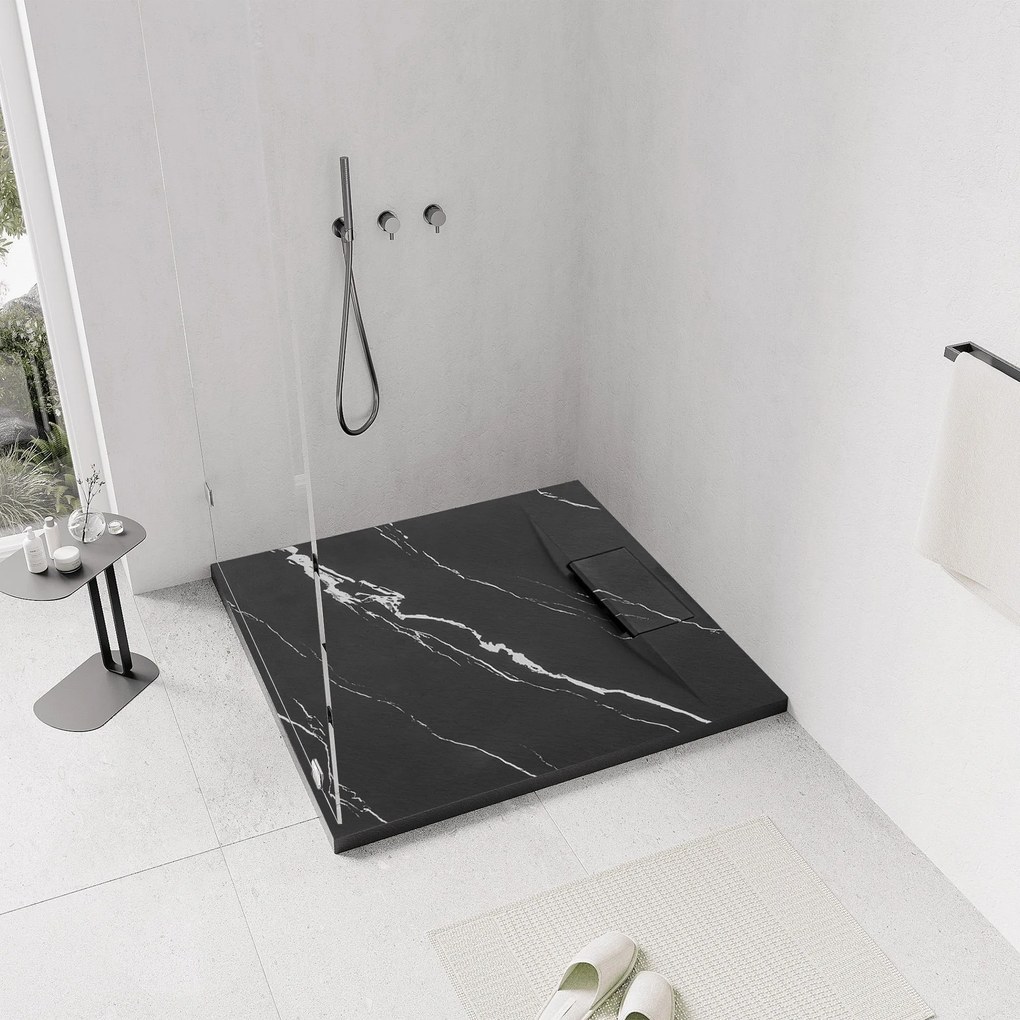 Douchebak Rea Bazalt CARRARA BLACK 90x90
