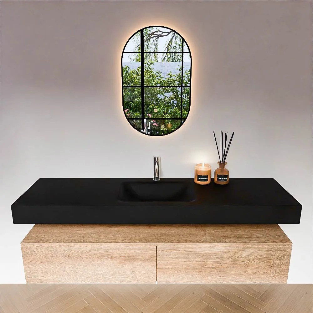 Zaro Alan badmeubel 170cm washed oak 2 lades met vrijhangende wastafel cloud midden 1 kraangat urban