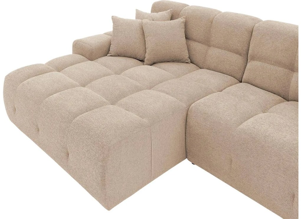 Goossens Excellent Bank Kubus - 30 X 30 Cm Stiksel wit, stof, 1,5-zits, modern design met chaise longue links
