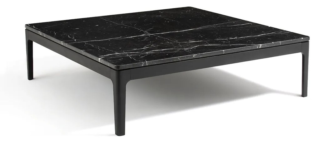 Salontafel, zwart marmer en massief eiken, Helda, ontwerp Emmanuel Gallina