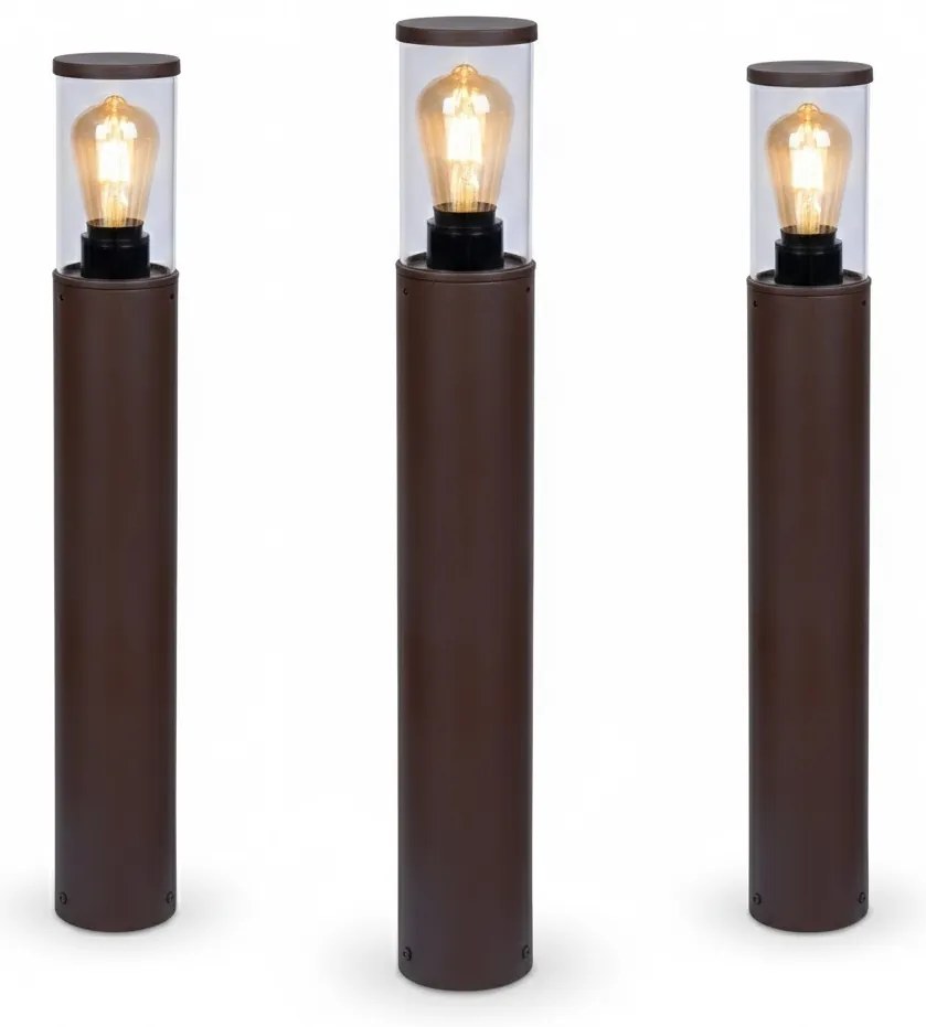 Set van 3 Brunswick Tuinlamp Corten 60cm Tuinverlichting Corten E27