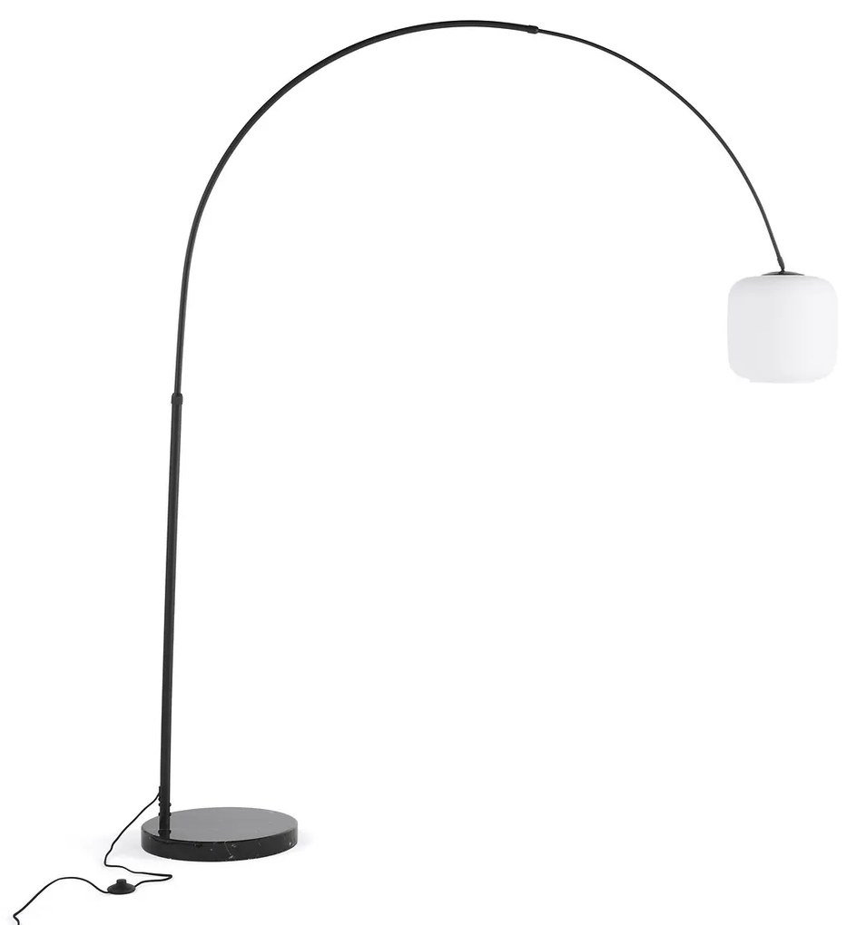 Gebogen staande lamp, opaline en marmer, Elita