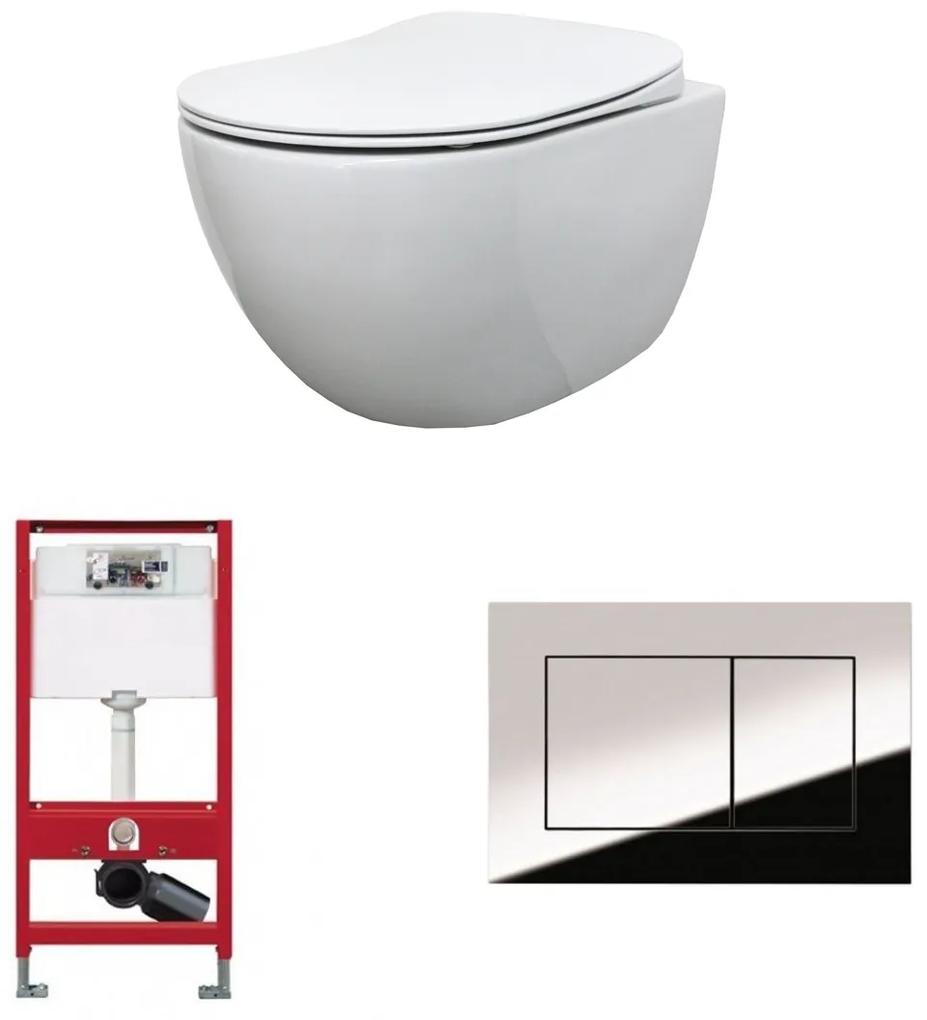 Alento toiletset - hangtoilet Rimless glans wit - met Tece reservoir/bedieningsplaat - glans chroom