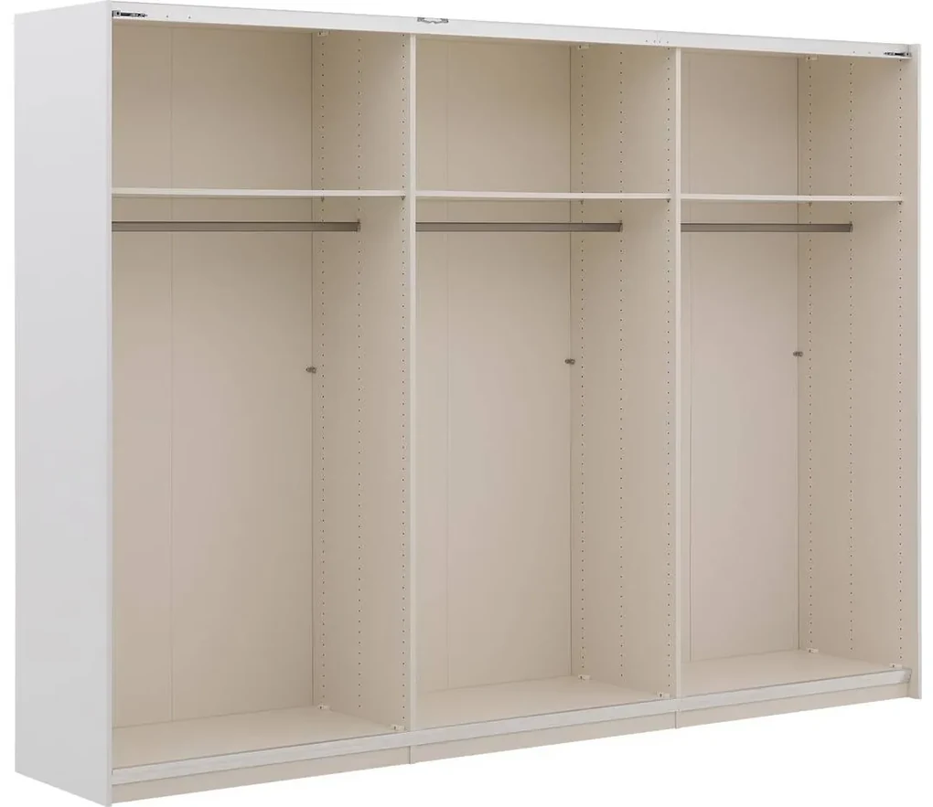 Goossens Kledingkast Easy Storage Sdk, 303 cm breed, 220 cm hoog, 2x 3 paneel schuifdeuren en 1x 3 paneel spiegel schuifdeur midden
