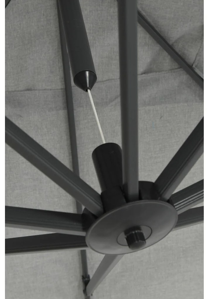 Garden Impressions Hawaii Big Pole zweefparasol 350x350 cm - donker grijs frame - licht grijs doek