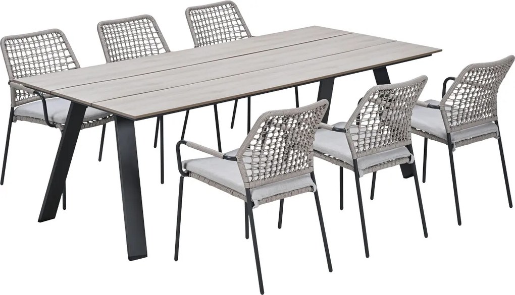Garden Impressions Natas tuinset sand 7-delig - Braga tuintafel 220x100 cm