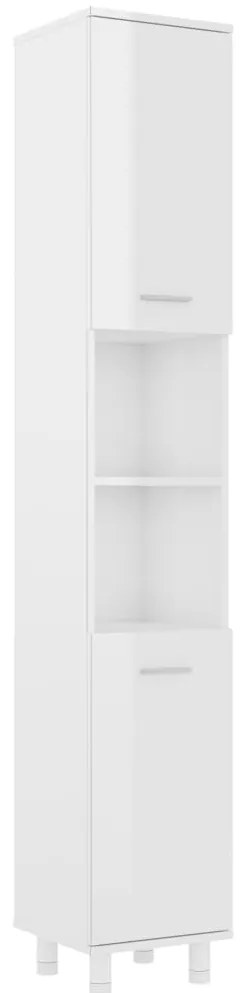 vidaXL Badkamerkast 30x30x179 cm bewerkt hout hoogglans wit