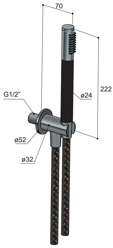 Hotbath Archie handdouche met houder en wateraansluiting gunmetal geborsteld PVD