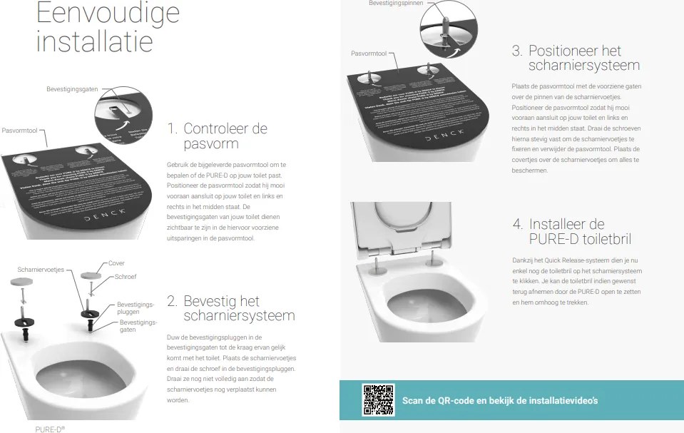 Denck PURE-D toiletbril met geïntegreerde geurafzuiging op batterij wit