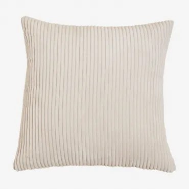 Vierkant Kussen 50x50 Cm Bekleed Bruna Corduroy Beige – Linnen - Sklum
