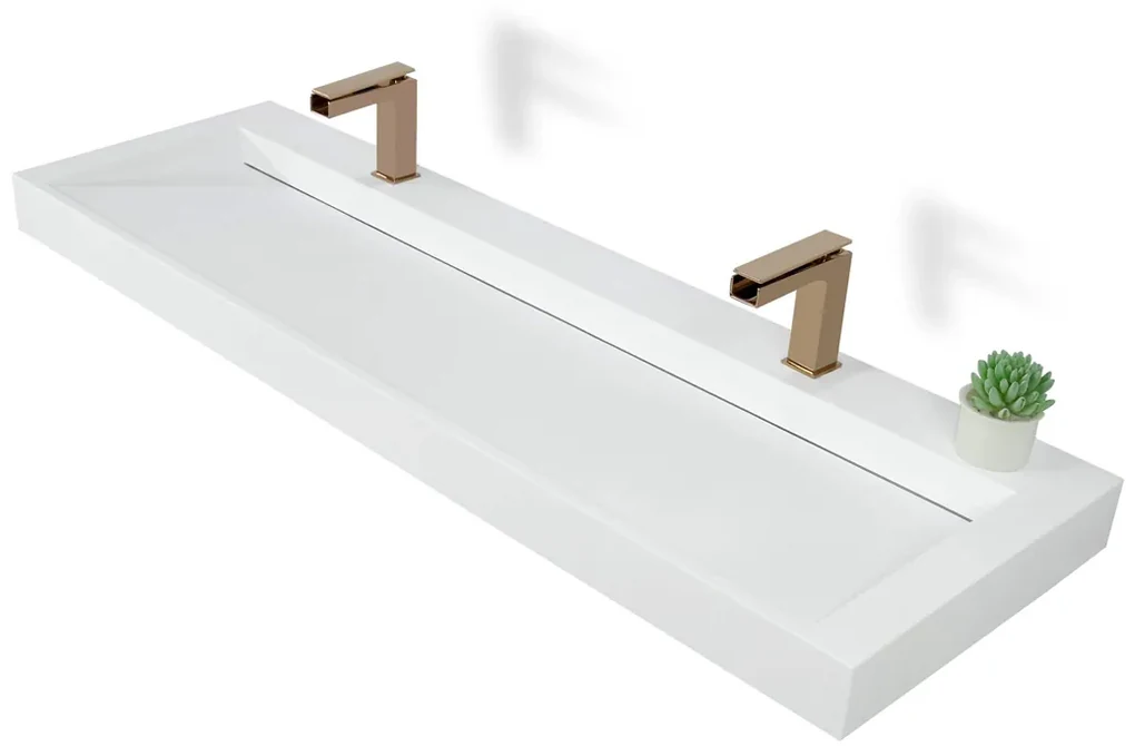Muebles Estella badmeubel ribbelfront 160cm macchiato met solid surface wastafel met kraangaten