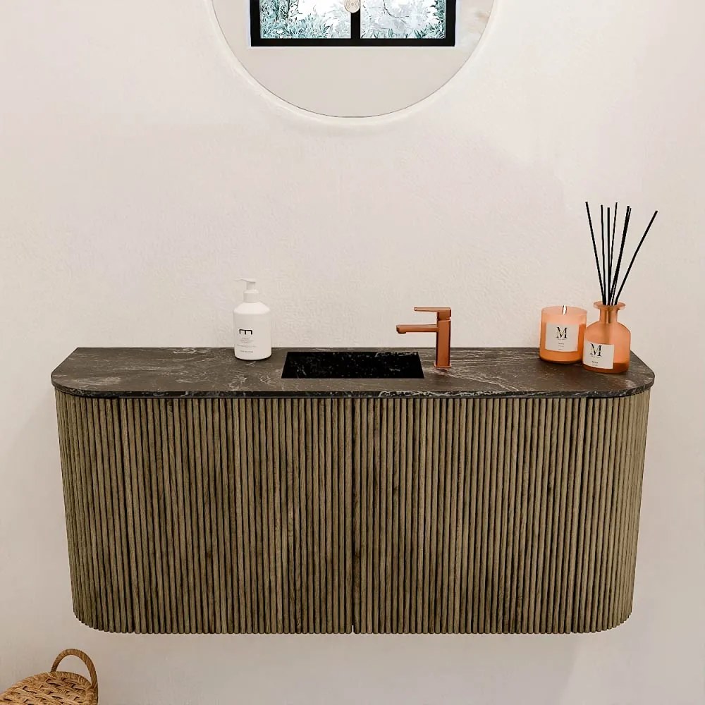 Mondiaz Joya DLux 95cm toiletmeubel ronding links/rechts dusk met wastafel faye midden 1 kraangat lava