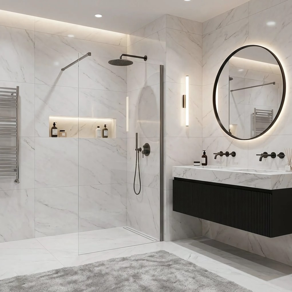 Walk-in douchewand Rea Flexi Transparent / Titan 90